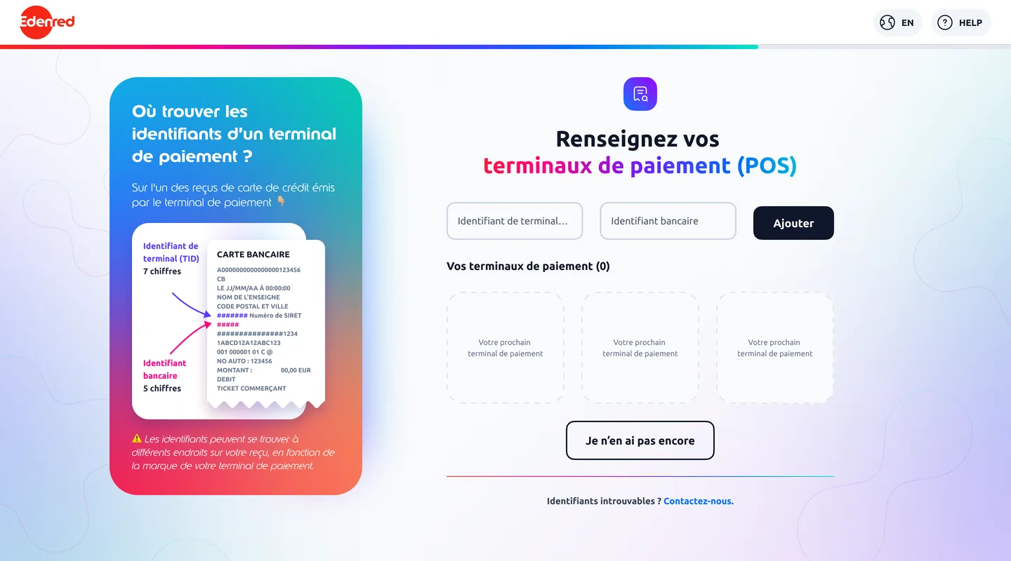 Janvier 2024 : l’aide affichée en permanence dans une colonne colorée, à gauche du formulaire, avec le ticket annoté et les deux identifiants