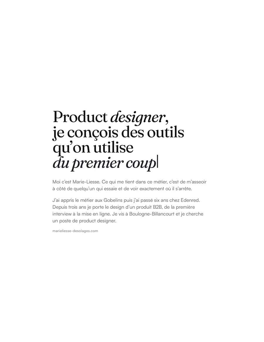 La même feuille avec la feuille d’impression : fond blanc, le titre et les deux paragraphes en noir, l’adresse du site ajoutée dessous.