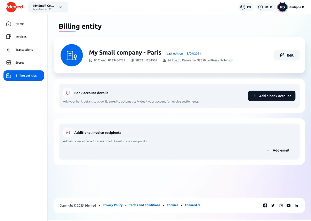 Écran de coordonnées bancaires sans compte enregistré, version desktop
