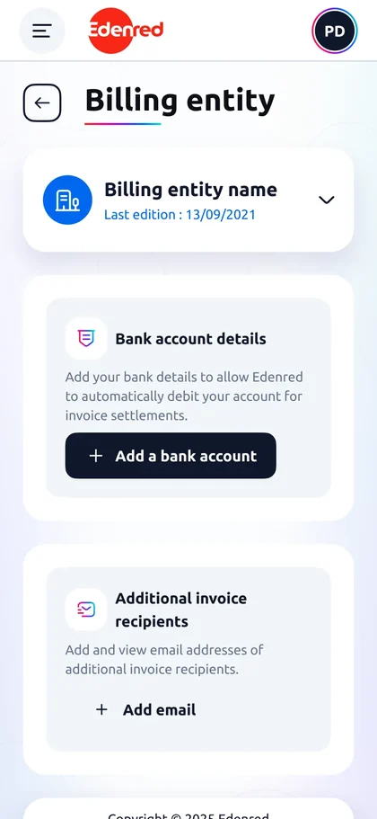 Écran de coordonnées bancaires sans compte enregistré, version mobile