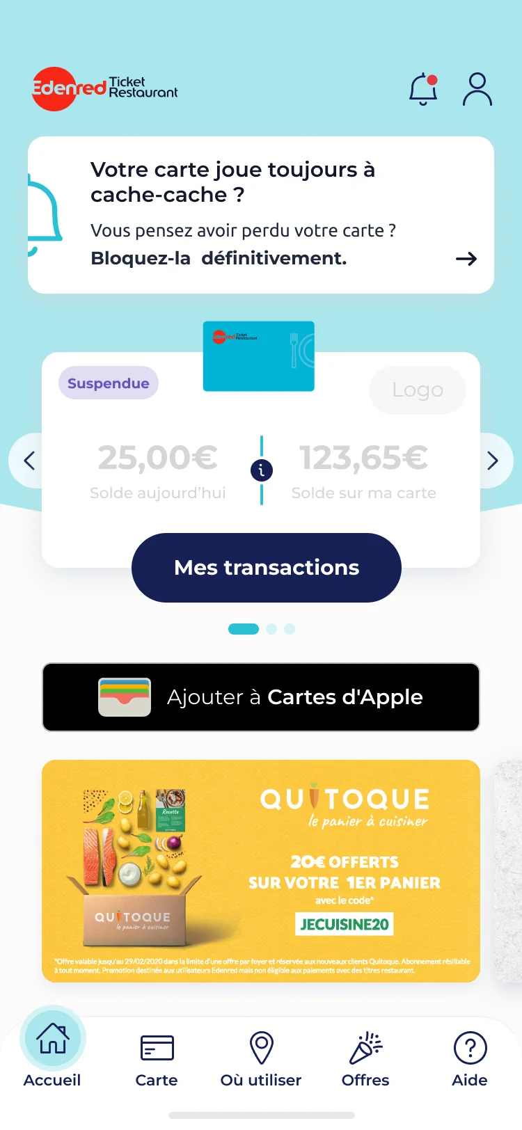 L’accueil, carte suspendue : une alerte rappelle qu’on peut encore la bloquer définitivement