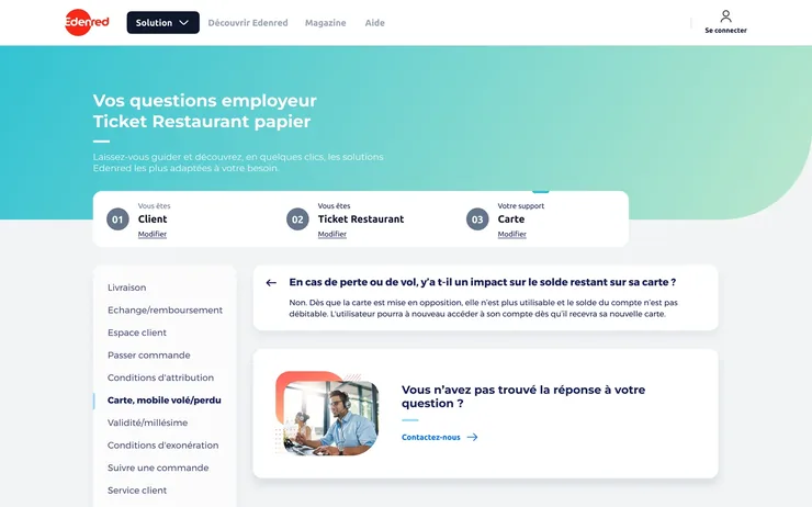 Le résultat : seules les questions du profil s’affichent, le fil de sélection avec « Modifier » reste en haut