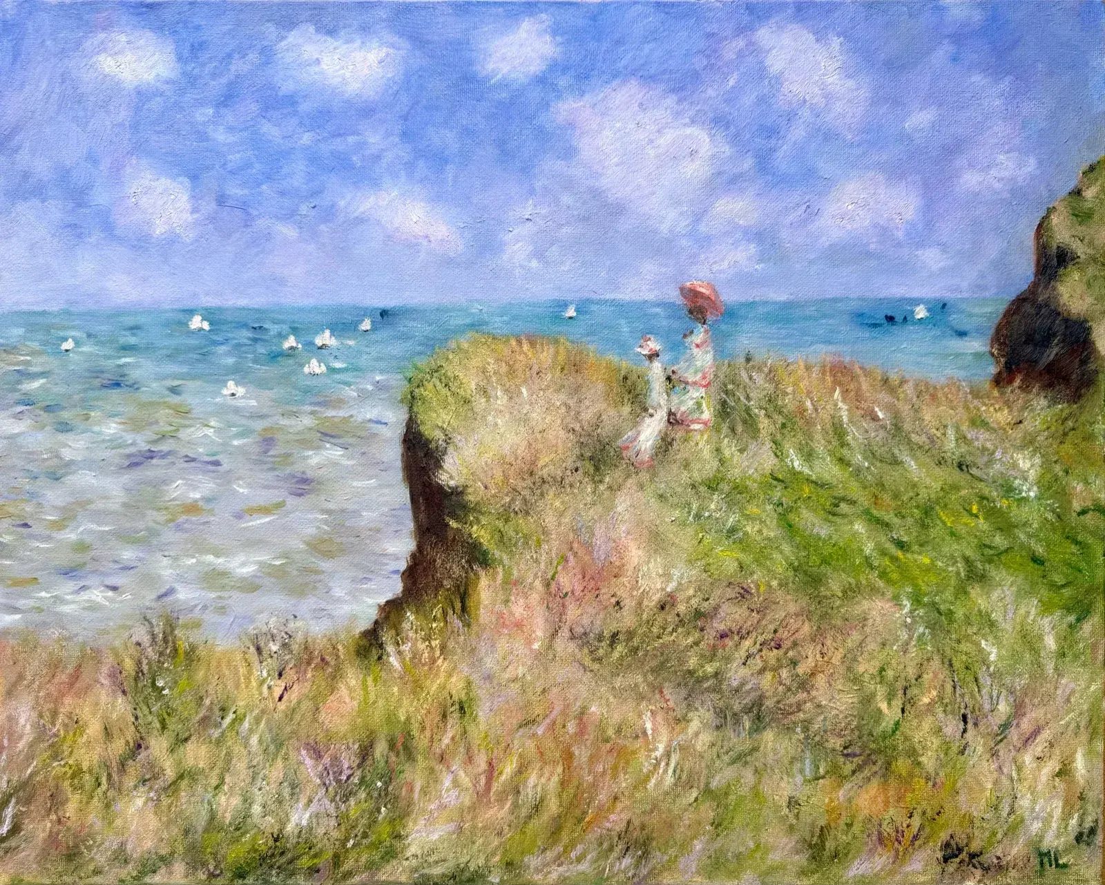 Promenade sur la falaise à Pourville, d'après Claude Monet