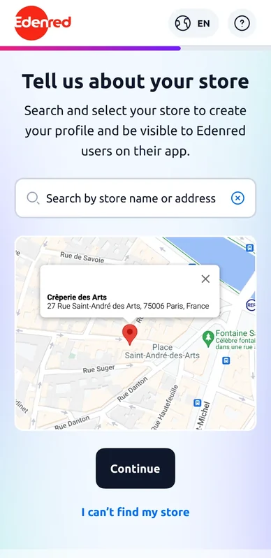 Décrire son point de vente : la recherche par nom ou adresse, sur une carte