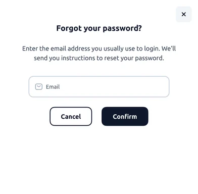 Le panneau « Forgot your password? » : un seul champ email