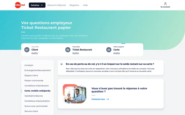 Le résultat : seules les questions du profil s’affichent, le fil de sélection reste en haut