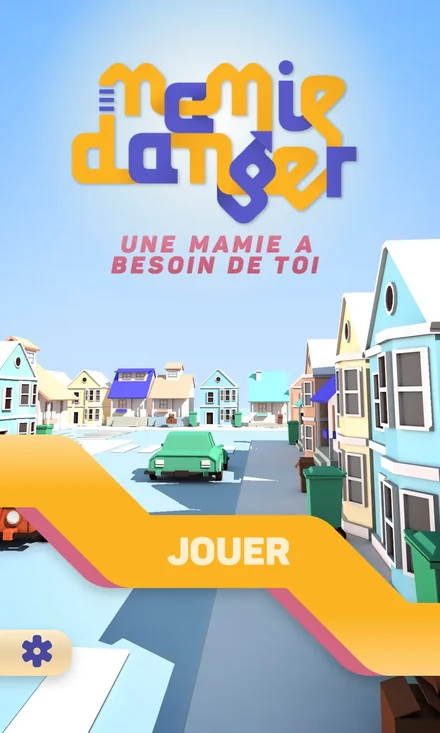 L’écran d’accueil : le logo au-dessus de la rue et le bouton Jouer